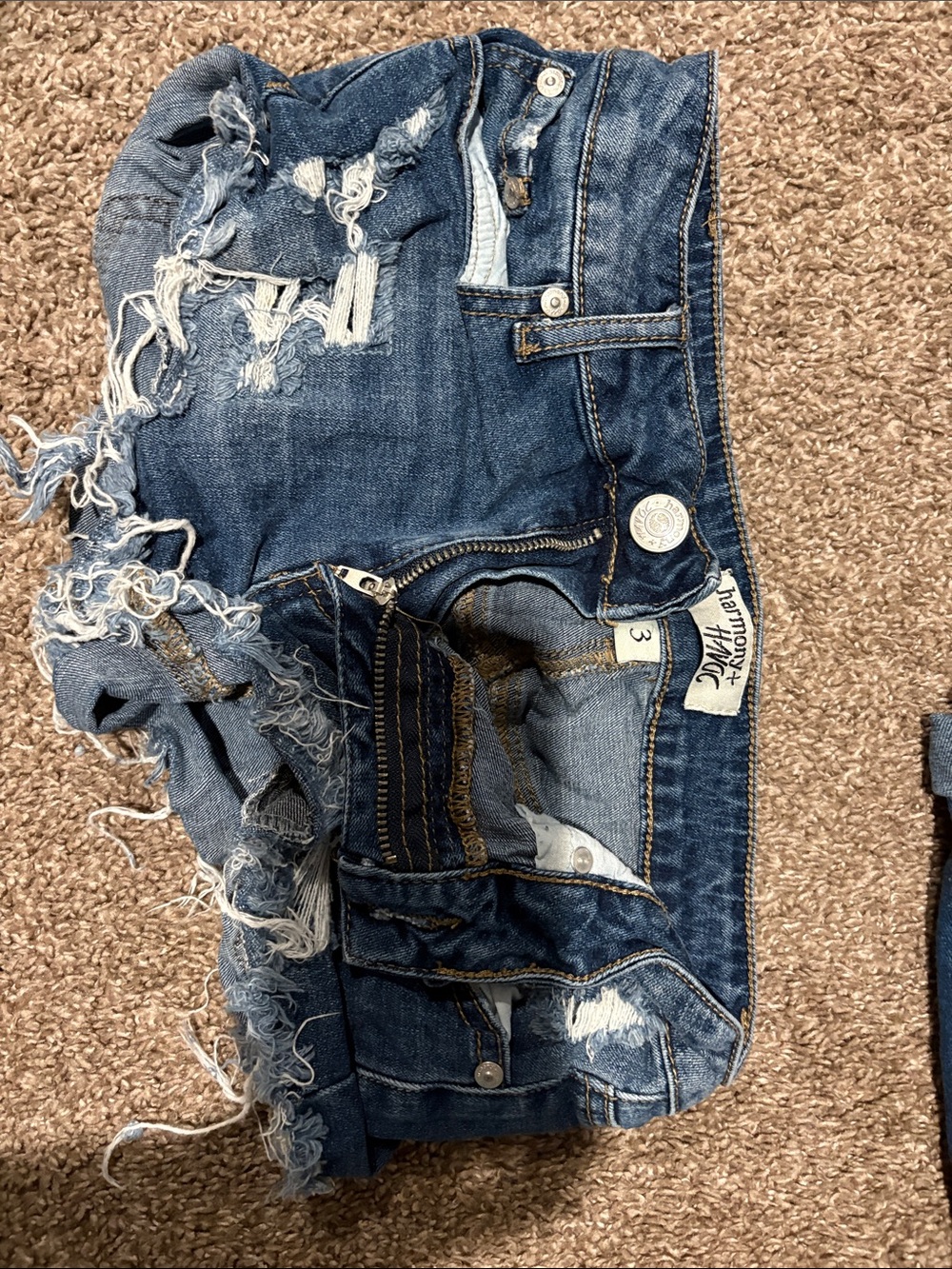 Harmont+ Distressed Blue Denim Jean Shorts
